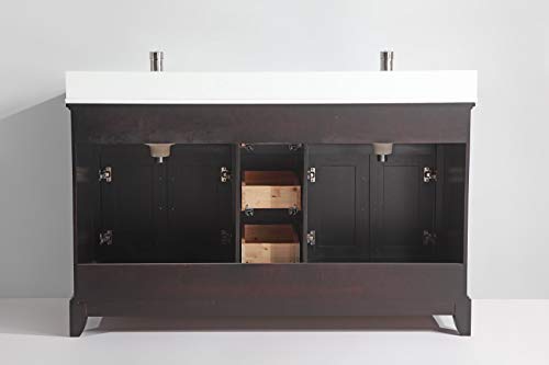 Vanity Art 72 Inches Double Sinks Bathroom Vanity Set White Super Phoenix Stone Top 5 Dove-Tailed Drawers 2 Shelves Undermount Rectangle Sink Cabinet With Two Free Mirrors Va1072-De #TOP6