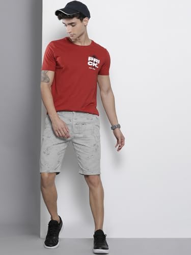 Image of The Indian Garage Co Men Slim Fit Printed Mid-Rise Shorts