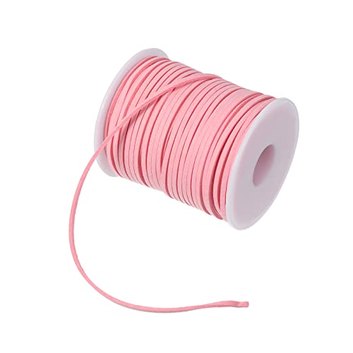 PATIKIL Suede Cord with Roll Spool 3mm 50 Yard, Flat Faux Leather Lace for Necklace Bracelet Jewelry Making Beading DIY Crafts, Pink