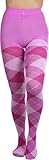 ToBeInStyle Women's Big Argyle Spandex Pantyhose - Pink/Fuchsia