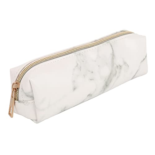 Estuche de lápices para estudiantes Estuche para bolígrafo Maquillaje marmoleado Bolsa de maquillaje con portalápices de papelería para escuela oficina niños adultos (Blanco) Cover