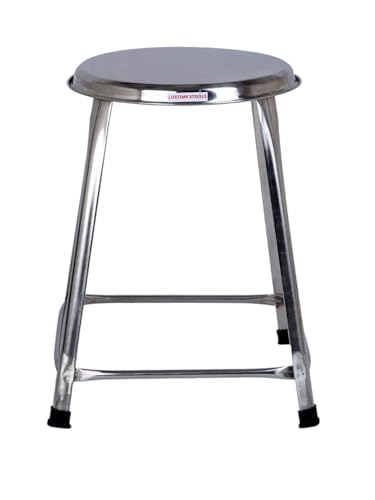 Image of 18 Inch Round Shape Stainless Steel Stool for Sitting Outdoor, Shop, Medical & Cafeteria Pack of 1