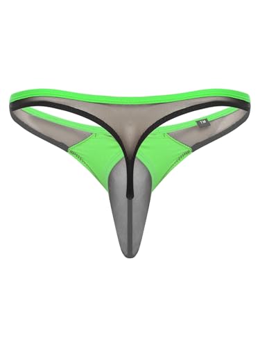 Men's See Through Mesh Thong Underwear Low Rise Sexy G-String Panties Bulge Pouch T-Back Underpants2