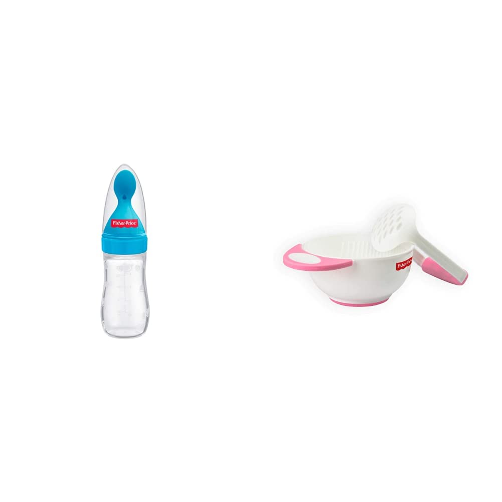Fisher-Price Squeezy Silicone Food Feeder, Blue, 125ml & Baby Polypropylene Food Mash and Serve Bowl Set- (Pink, 3 Months) (B0B92S87PR) Amazon Price History, Amazon Price Tracker