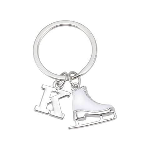 LIKGREAT Ice Skate Keychain Figure Skating Keychains for Girls Initial Ice Skating Charm Key Chain Backpack Decoration (K) Cover