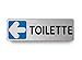 Nitek Targa Toilette Verso Sinistra in Alluminio Satinato 150mm x 50mm -Targhette Autoadesive|Stickers, Klebeetikett| Impermeabili Lavabili, Pub, Bar
