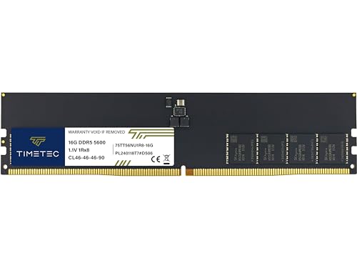 Timetec 16GB DDR5 5600MHz PC5-44800 Unbuffered Non-ECC 1.1V CL46 1Rx8 Sinlge Rank 288 Pin UDIMM Desktop Memory RAM Module Upgrade
