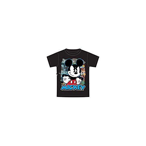 T-shirt Mickey Disney XL ado vêtement en coton noir à col rond imprimé comic