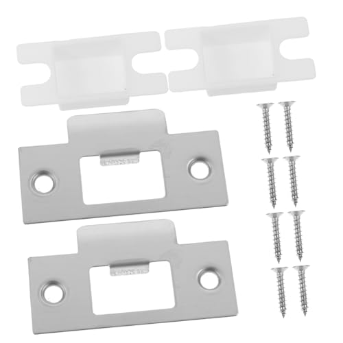 POPETPOP 2 ensembles Plaques de Renfort de Porte Acier Inoxydable Cache Gâche Loquet de Sécurité pour Portes Intérieures et Extérieures Kit de Fixation Facile