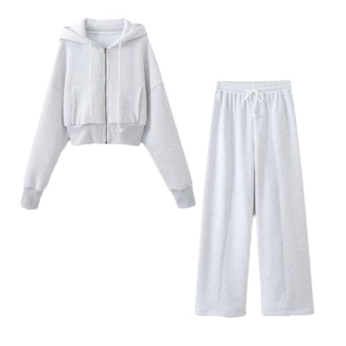 Survêtement à capuche femme 2 pièces avec pantalon décontracté et taille élastique confortable
