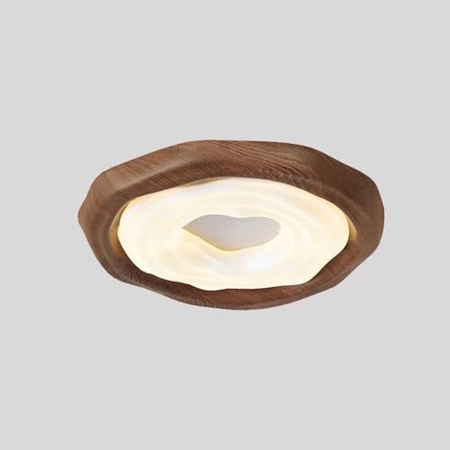 RXPVUXE Lámpara de Techo empotrada LED, lámpara de Techo Redonda Moderna Regulable de 16,5 Pulgadas y 36 W con Control Remoto, Accesorio de iluminación de Techo Minimalista con Vetas de Madera