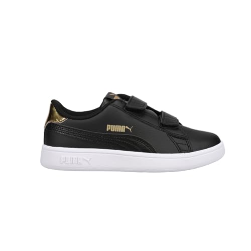 PUMA Toddler Girls Smash V2 Mirror Metallic Slip On Sneakers Shoes Casual - Black