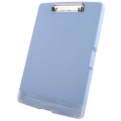 ASelected Clipboard with Storage A4 Clipboard with Pen Holder Plastic Clipboards with Compartment Heavy Duty Storage Box Folder for School Office Medical Personnel Side-Opening (Blue)