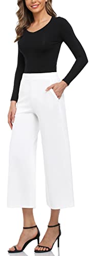 MISS MOLY Wide Leg Pants for Women Business Casual Crop Palazo Dress Pants Capris3