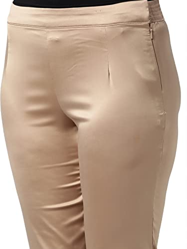 Image of GO COLORS Women Mid Rise Polyester Shiny Pant