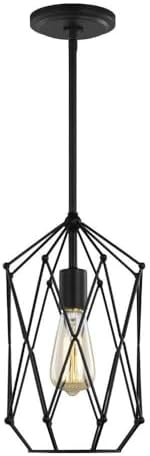 Generation Lighting 1-Light Zarra Modern Pendant Light Fixture Midnight Black 5134101-112, Modern Ceiling Light Fixture for Home Décor, A19 Bulb Candelabra for Foyer or Living Room Decor