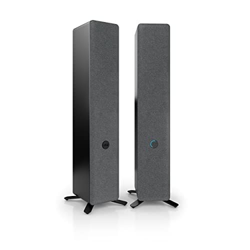 Nubert nuPro SP-500 | Schwarzes Lautsprecherpaar | 2 Stück HDMI eARC-Standboxen | TV-Lautsprecher mit magnetischer Blende | Wohnzimmerlösung mit eleganter Optik | Aktivlautsprecher mit 3 Wege Technik