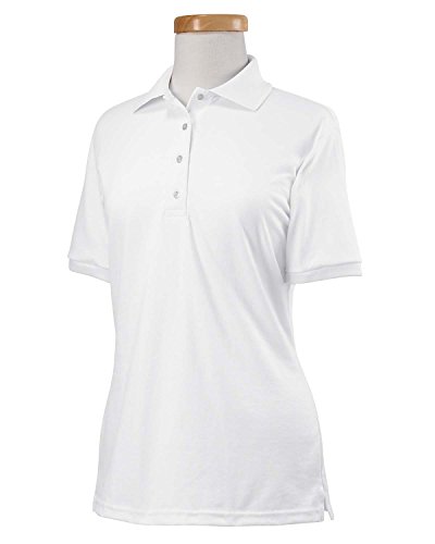 Jerzees Women's 4 Pearl Buttons Collar Polo Shirt, Medium, White #TOP1