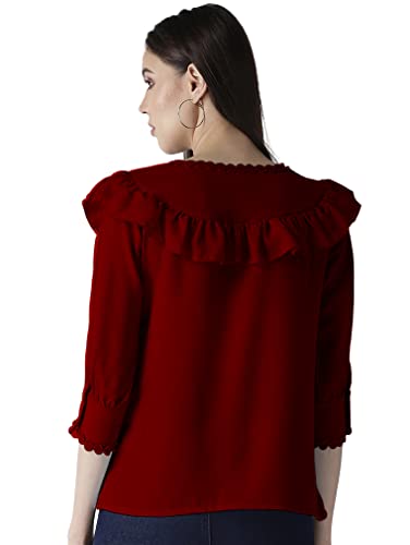 Image of Girls /Women Cuffed Sleeves Solid Shirt Style top-102