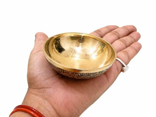 Image of Narayan Product Pure Brass Katori for Pooja | Small Multipurpose Prasadam Bowls for Pooja | Pooja Items Peetal Bowl (Set of 4) | Pital Diya Roli Chawal Kumkum Cups for Puja (7.5 CM)