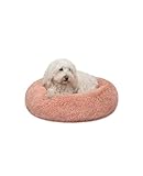 lionto Cama Tipo Donut para Perros y Gatos, Cama Redonda mullida para Mascotas pequeñas y Grandes, Ø 50 cm, cojín Suave de Felpa esponjosa con Relleno Extra Grueso, Rosa