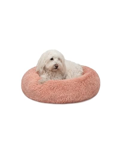 lionto Letto per Cani Rotondo Cuscino Gatti Letto Donut, (M) 50 cm Ø Rosa