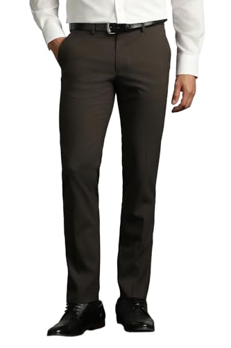 Image of Van Heusen Men's Mid Rise Slim Fit Premium Formal Trousers | Superior Comfort | Auto-Flex Waist Band | Soft Touch