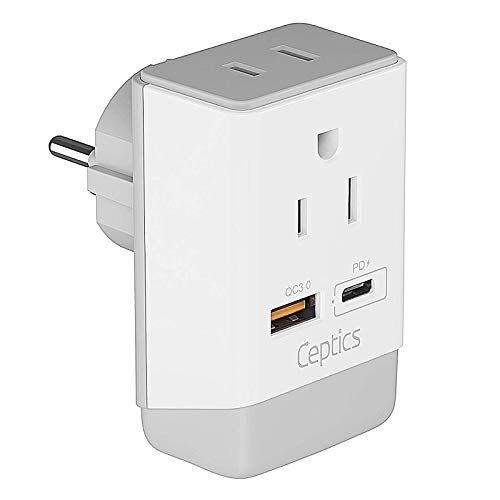 Buy Israel Power Plug Adapter Travel QC 3.0 & PD by Ceptics, Safe Dual USB & USBC 2 USA
