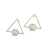 Produktbild ELAINZ HEART Das Dreieck einzigartiges Design Mode Damen Perle Ohrstecker, 925 Sterling Silber 7-8mm AAA beste runde weiße Perle