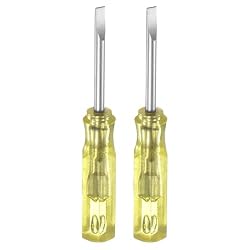 2Pcs SL2.0 Mini Slotted Screwdriver 2mm Magnetic Flat Head 45mm Length for Small Appliances Repairs, Yellow