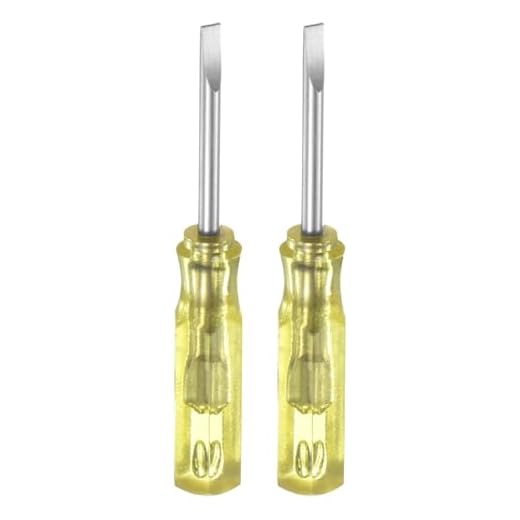 2Pcs SL2.0 Mini Slotted Screwdriver 2mm Magnetic Flat Head 45mm Length for Small Appliances Repairs, Yellow