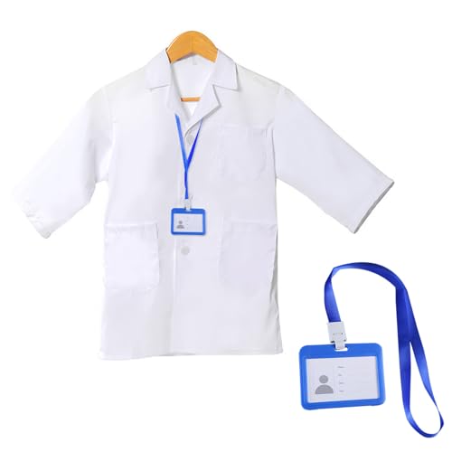 EUPSIIU 2 piezas Disfraz de Medico Niño Disfraz de Científico Infantil juguete de experimento científico Abrigo de Laboratorio Juego de disfraz de científico Regalos para Niña Niños(Blanco)