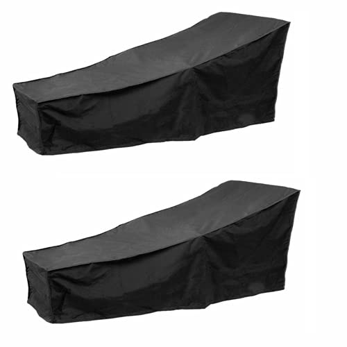 Image of Youyijia 2Pcs Black Waterproof Sun Lounger Cover 210 * 80 * 70cm Outdoor Garden Furniture Table Cover Leisure Reclining Chair Folding Cover