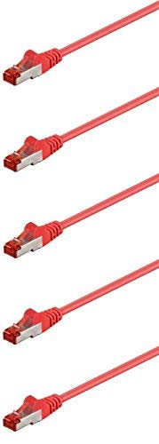 5er Set WireThinX Patchkabel CAT 6 S/FTP (PiMF) Netzwerk Kabel 2X RJ45, rot, 15 m