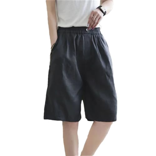 Short de plage en coton lin lâche noir parfait pour vos vacances d'été