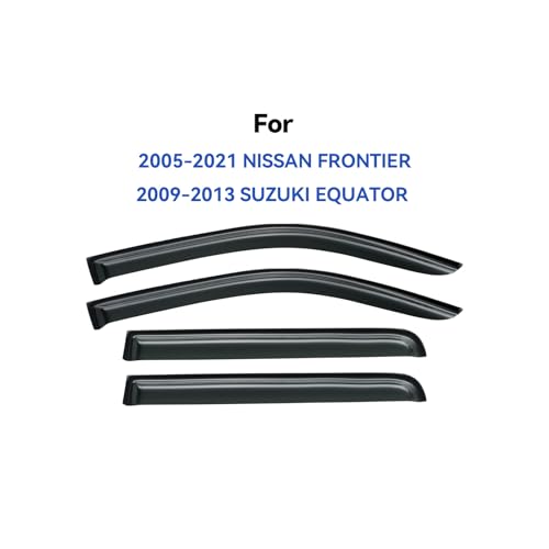 Image of Window Visors Rain Guards Shield for 2005-2021 Nissan Frontier Crew Cab, Out-Channel Window Vent Wind Deflectors Visors Shades for 2009-2013 Suzuki Equator Crew Cab