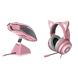 Razer Viper Ultimate mit Ladestation - Kabellose Gaming Maus mit nur 78g Gewicht für PC / Mac Quartz/Pink & Kraken Kitty RGB USB Gaming Headset: THX 7.1 Spatial Surround Sound - Quartz Pink