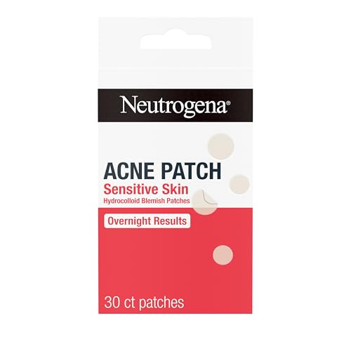 Neutrogena Sensitive Skin Blemish Patches Acne Patches for Sensitive Skin Hydrocolloid Treatment Visibly Shrinks Pimples Overnight 2 Sizes 30 Count