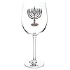 The queens jewels hanukkah menorah jeweled stemmed wine glass 21 oz unique gift for women birthday cute fun not painted decorated bling bedazzled rhinestone  urban country home decor