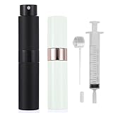 アトマイザー 回転プッシュ式 香水噴霧器 香水スプレーボトル 香水用詰め替え容器 旅行 通勤 出張 携帯用 男女兼用8ml (白+黒 2個セット)