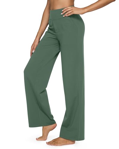 Image of G4Free EverGoing Yoga Pants Women Wide Leg Pants with Pockets High Waist Stretch Dress Casual Sweatpants Petite /Regular /Tall