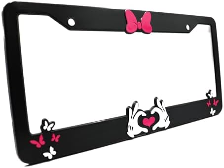 Holder for License for Mickey Mouse Fan's Plate License Plate Holder for Minnie Bow Cute Pink Heart Bows 3D Raised License Plate Frame Mod-L07P-12 image 4