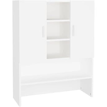 vidaXL Washing Machine Cabinet 2 Doors 9 Compartments Bathroom Furniture Tall Cabinet Bathroom Cabinet Bathroom Shelf Cabinet White 70.5 x 25.5 x 90 cm