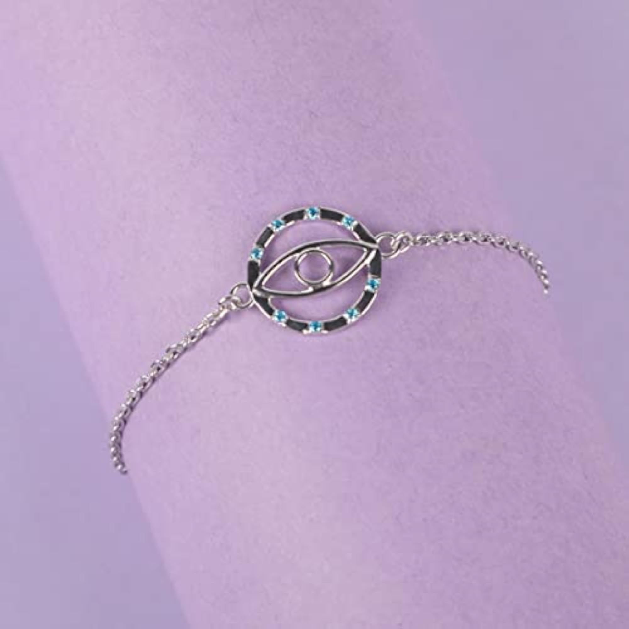 Women's 925 Sterling Silver Evil Eye Circle Bracelet