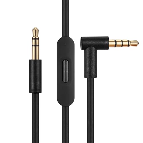 WGHWQ 3.5mm Replacement Audio Cable for Beats Headphones - Compatible with Solo Pro/Studio/Executive/Mixr Detox & Pill - in-Line Mic & Volume Control (Black)