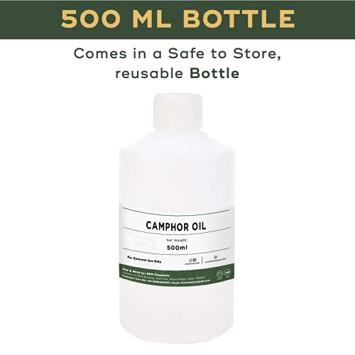 Image of Camphor Essential Oil - Therapeutic & Cosmetic Grade - 500 Ml For Aromatherapy, Diffuser, Soap Making, Cosmetic Making, Lotions, Creams, Diy Personal Care For Face, Hair, Skin & Body