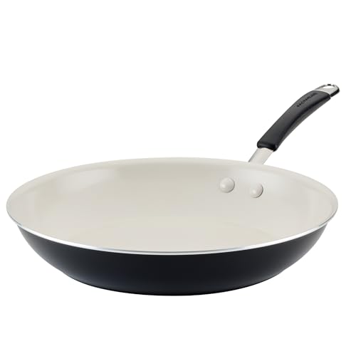 Image of Rachael Ray Cucina Ceramic Nonstick Frying Pan/Skillet, 12.5 Inch Non Stick Open Fry Pan, Dishwasher Safe - Peppercorn