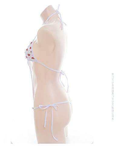 Women Lingerie Mini Bikini Strawberry lace up Underwear Set Anime Role Play T-String Bikini: One Size S0362red