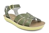 Hoy Shoe Salt Water Sandals Sun-San Swimmer Women's Leather Sandals, Olive, 6 Big Kid