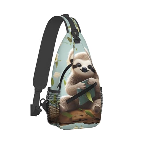 Mochila cruzada tipo sling para senderismo negra miniatura 1